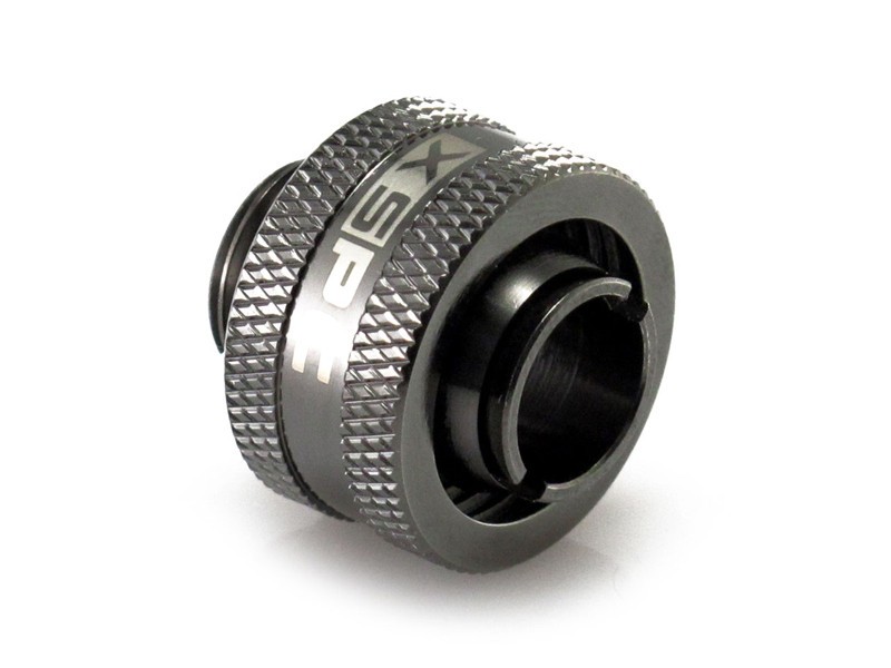 4pc XSPC 7/16" x 5/8" Compression Fitting V2, Black Chrome Finish, G1/4" Threads