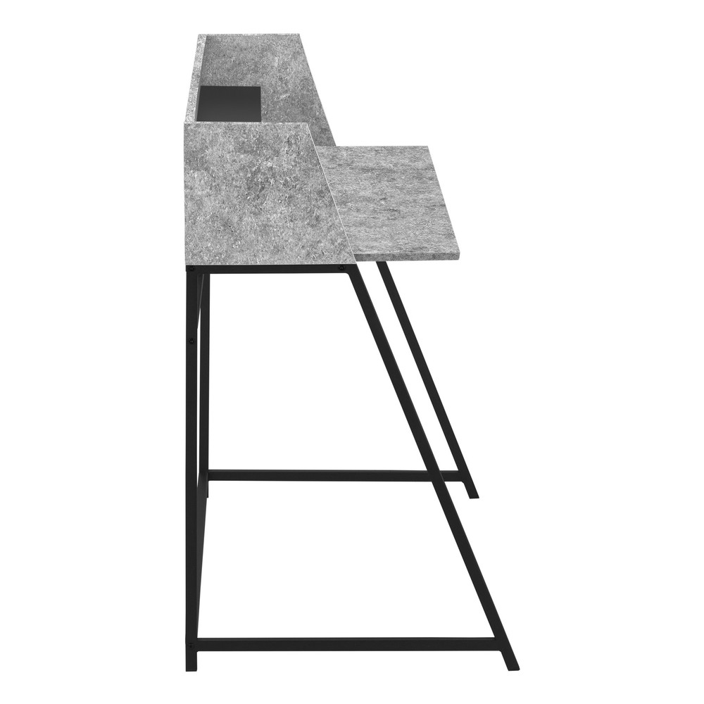Computer Desk, Home Office, Storage Shelves, Grey Stone Look Laminate