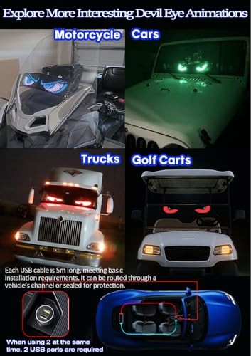 Devil Eyes Light for Windshield Car/Motorcycle/Golf Cart 1PCS-14"x4" 1PCS
