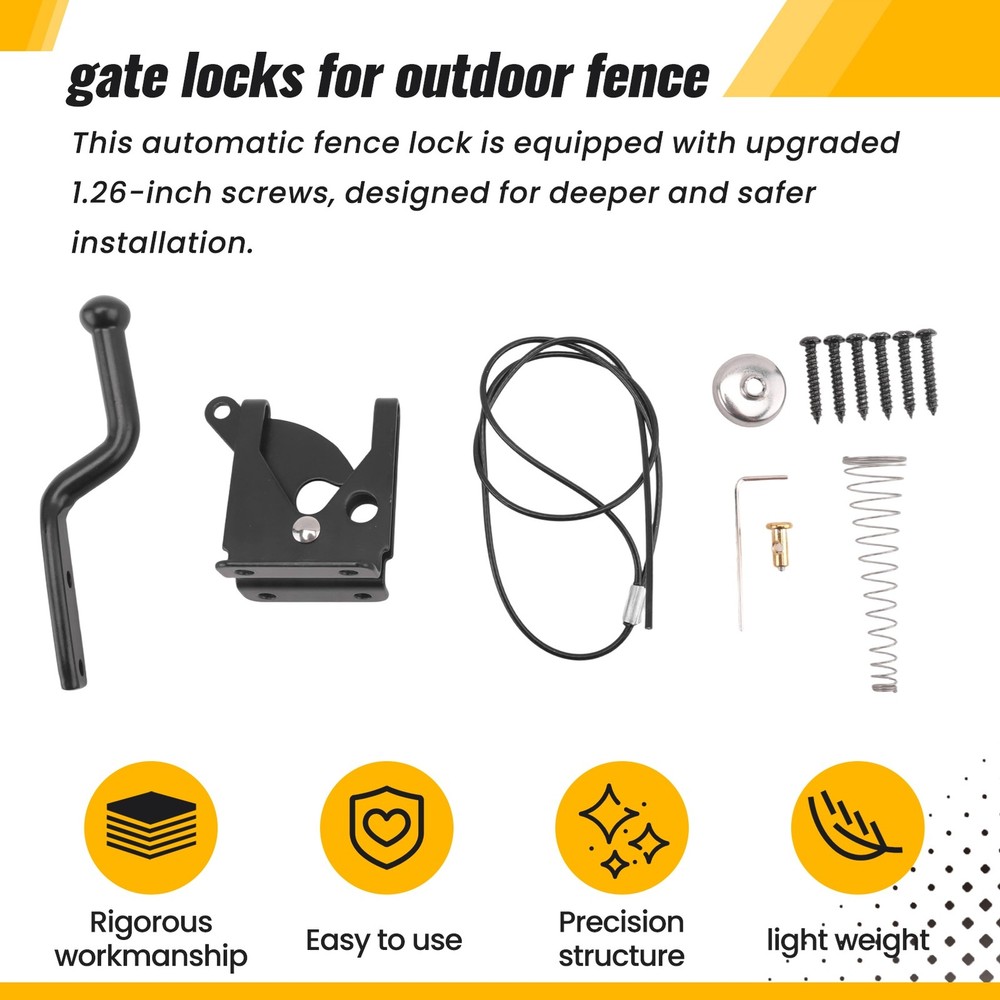 Self Locking Gate for Wooden Fence Heavy Duty, Steel Spring Cable Pull3054
