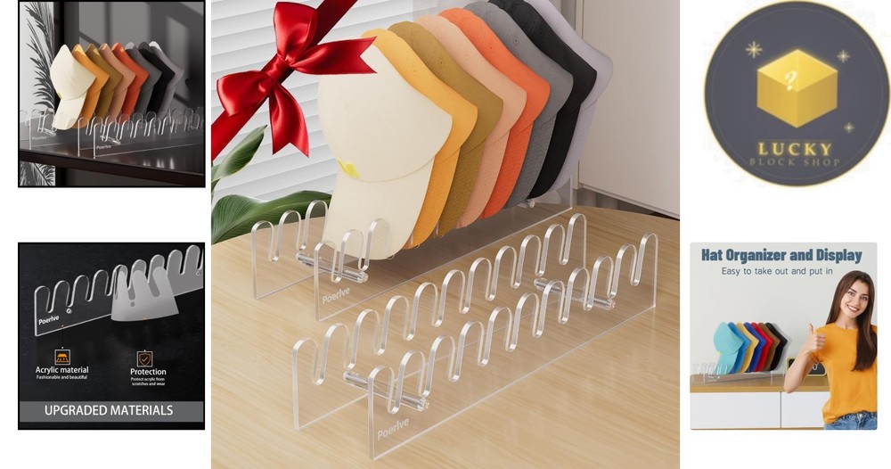 Elegant Acrylic Hat Stand for 10 Baseball Caps - Modern Storage Solution