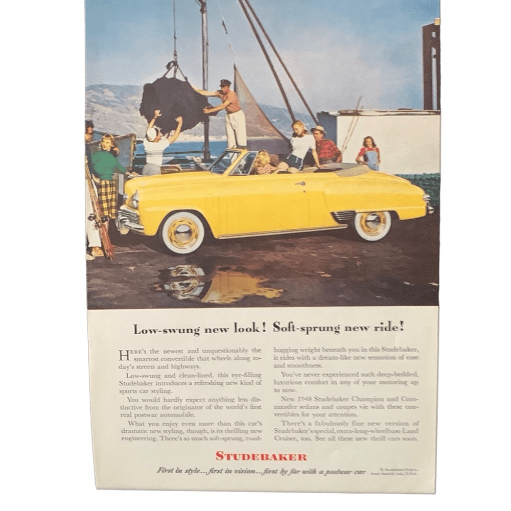 Vintage 1948 Studebaker Low Swung New Look Ad Advertisement