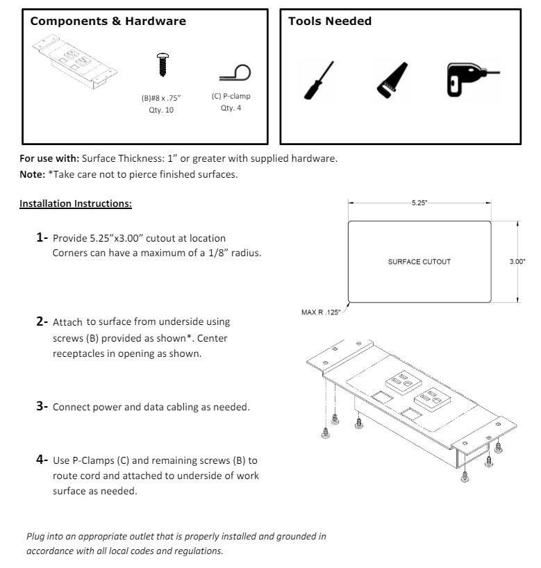 Dekko Villa silver 2 power + 2 USB + 2 open data port power module