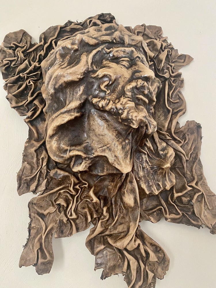 Jesus Christ Wall Decor Handmade From Goat Leather