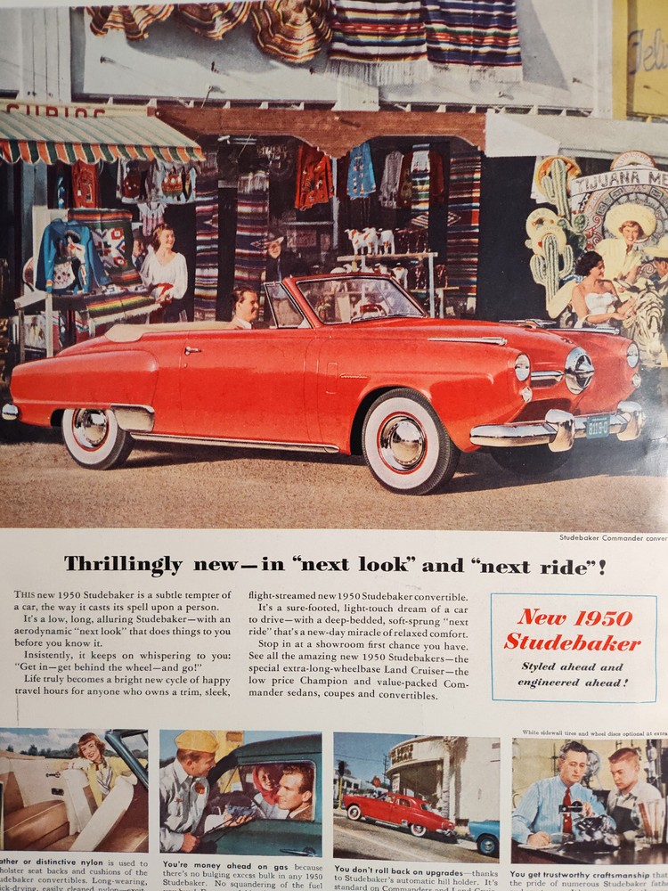 1950 Original Esquire Ad 1940 STUDEBAKER Commander Convertible Front Cover