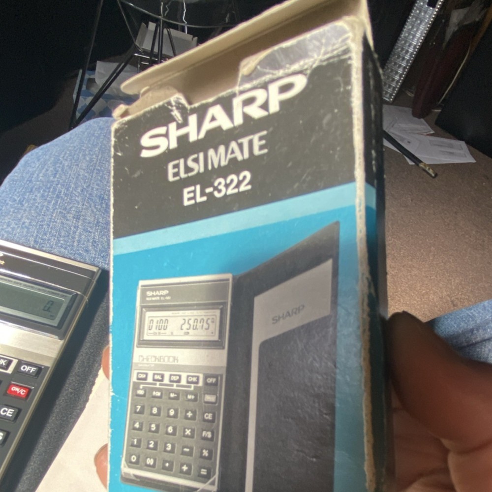 Sharp EL-322 Vintage Checkbook Calculator with Case, Box, and Manuals