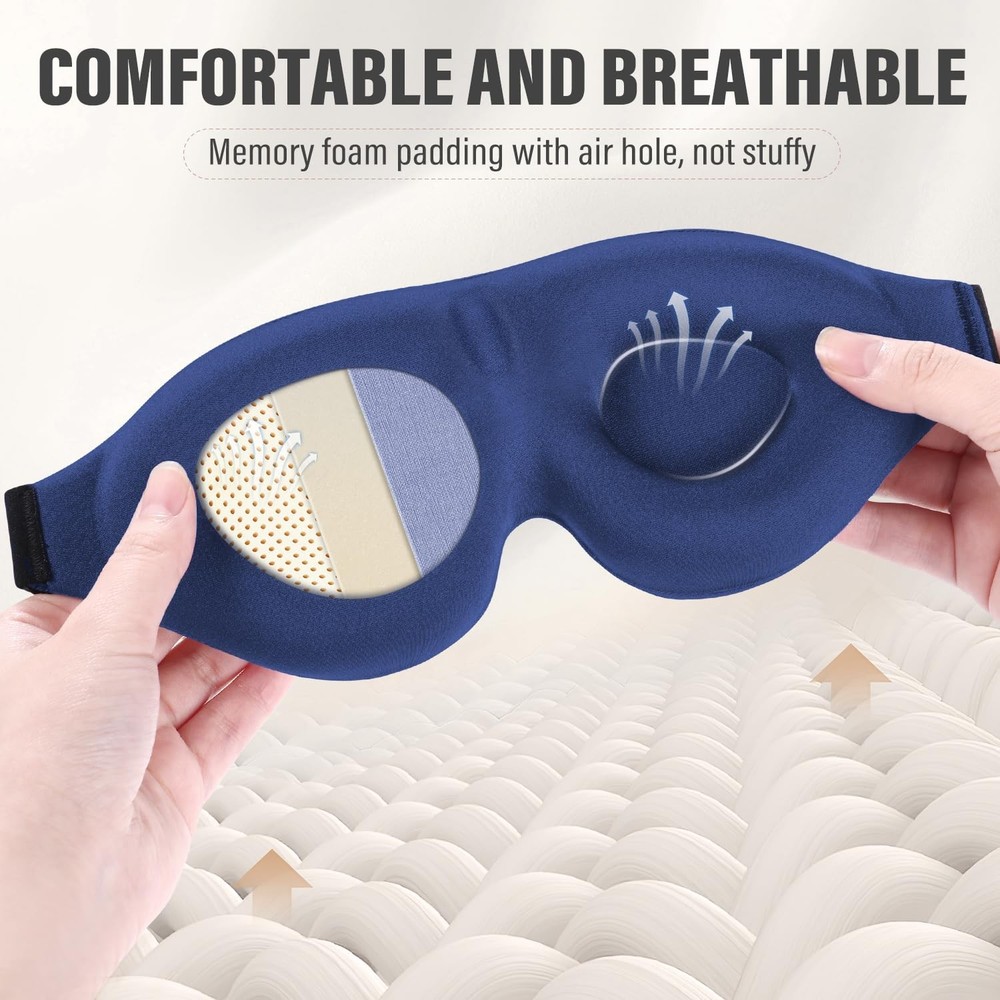 3D Sleep Mask for Side Sleepers, Light Blocking, Soft Breathable, Pink