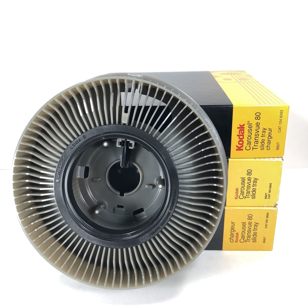 3ct Lot Kodak Carousel Transvue 80 Slide Trays