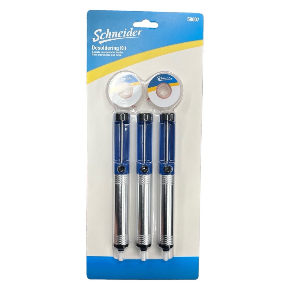 SCHNEIDER Desoldering Kit - 3 Pumps & 2 Copper Wick Rolls for Electronics