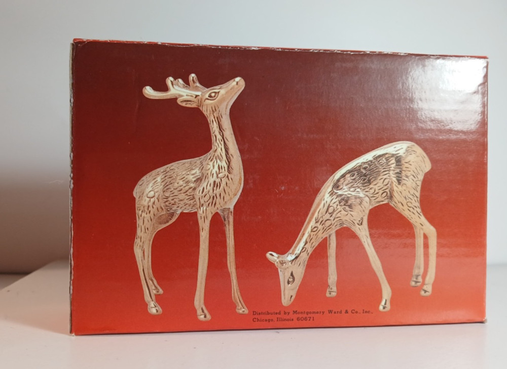 2 Solid Brass Deer.  Distributed by Montgomery Ward.