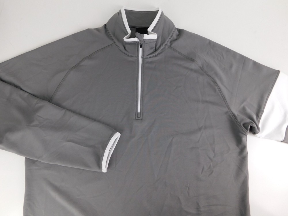Dunning Golf Mens Designer Gray White Pullover QZ Jacket Large NICE
