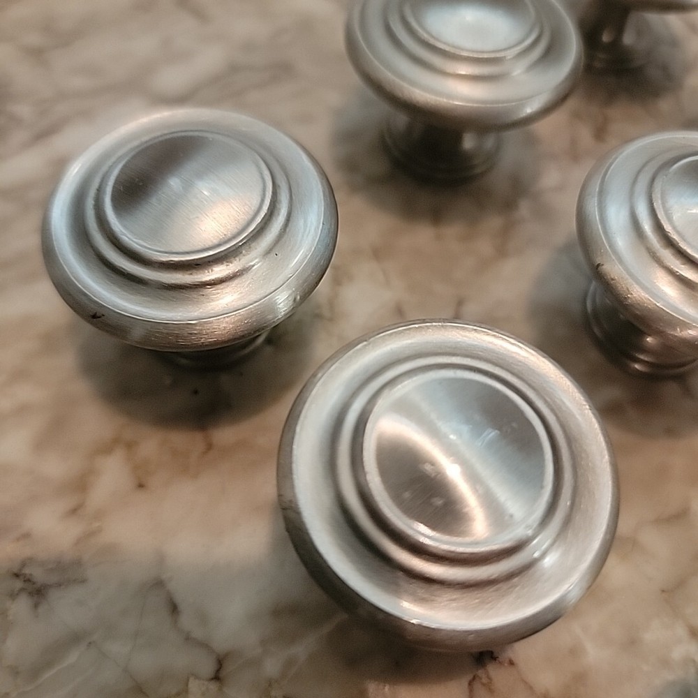 Cabinet Knobs Lot 18 Brushed Silver Round 1.25" Kitchen Drawer Pulls