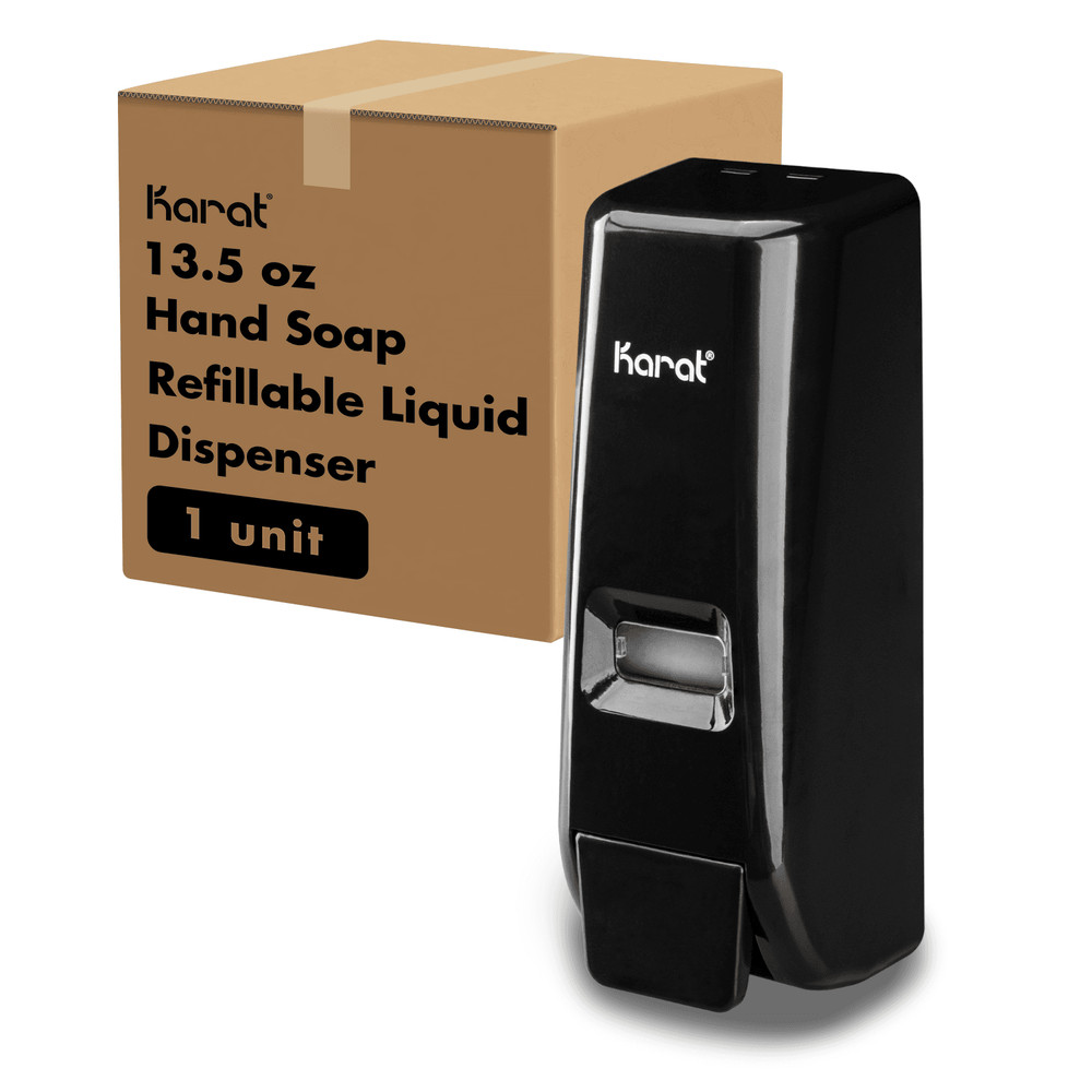Karat 13.5oz Hand Soap Refillable Liquid Dispenser, Stand/Wall Mount, Black
