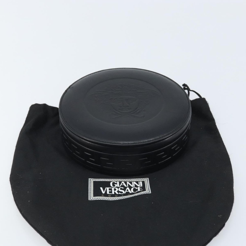 Gianni Versace Accessory Case Leather Black Auth BA11560A