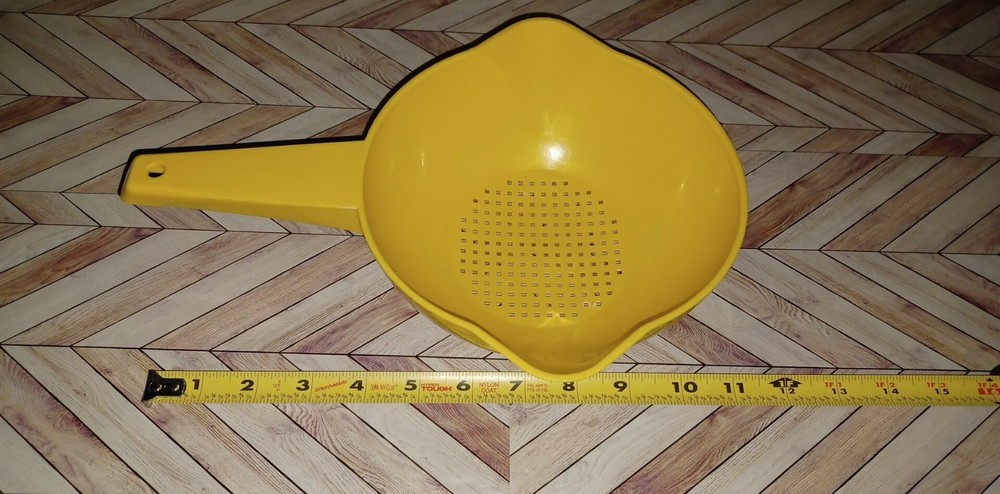 Vintage Tupperware Strainer Yellow Colander Double Spout