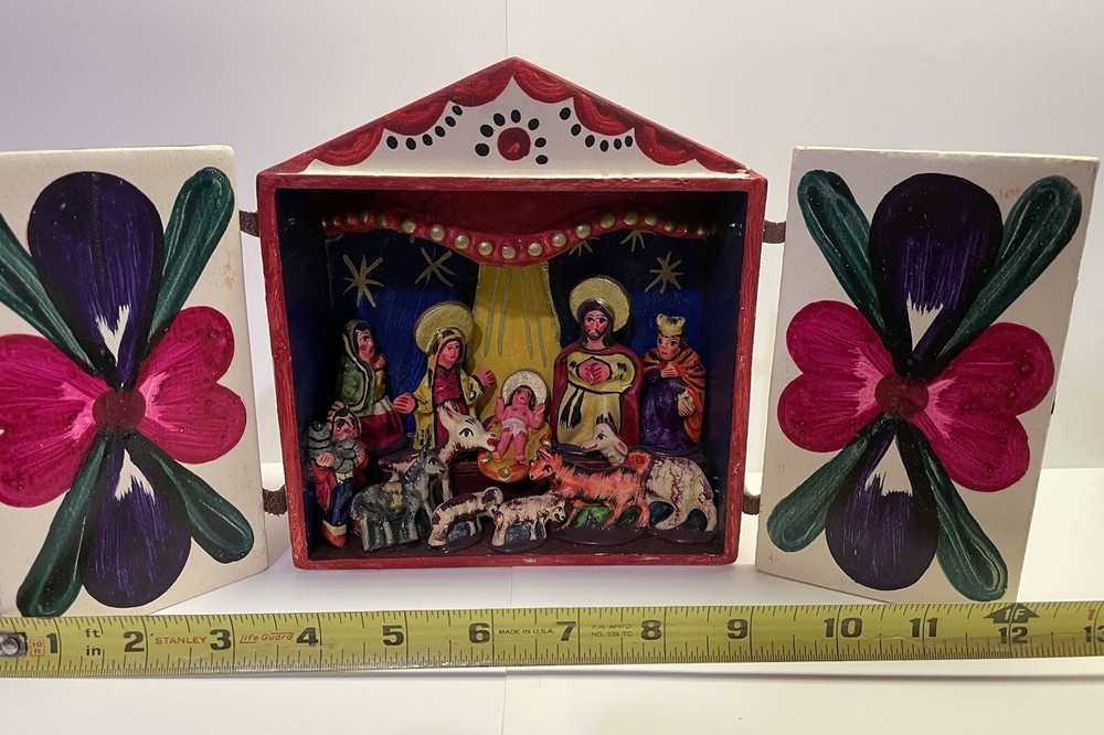 Vintage Peruvian Nativity Retablo,