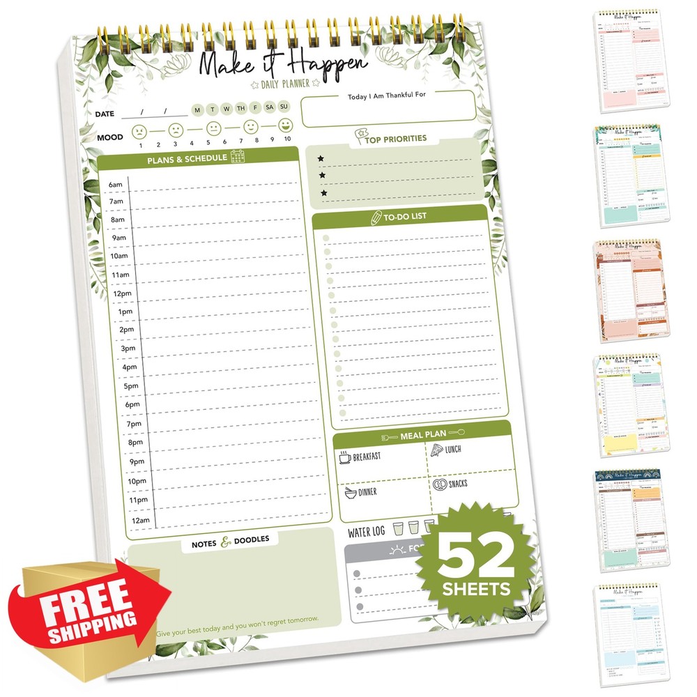 Decorably 52 Sheet Forest Green Undated Daily Schedule Notepad