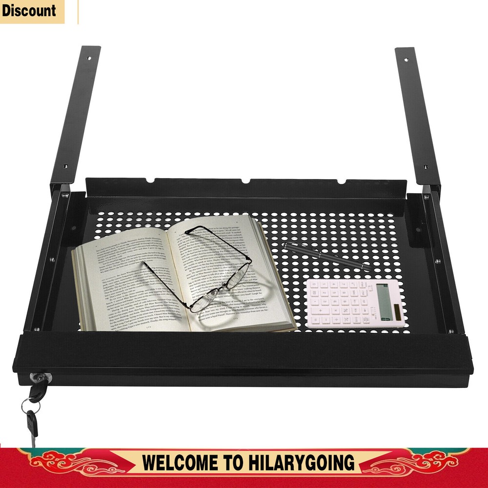 Under-Desk Drawer Storage Organizer for Standing Desks Pull-out Drawer Black