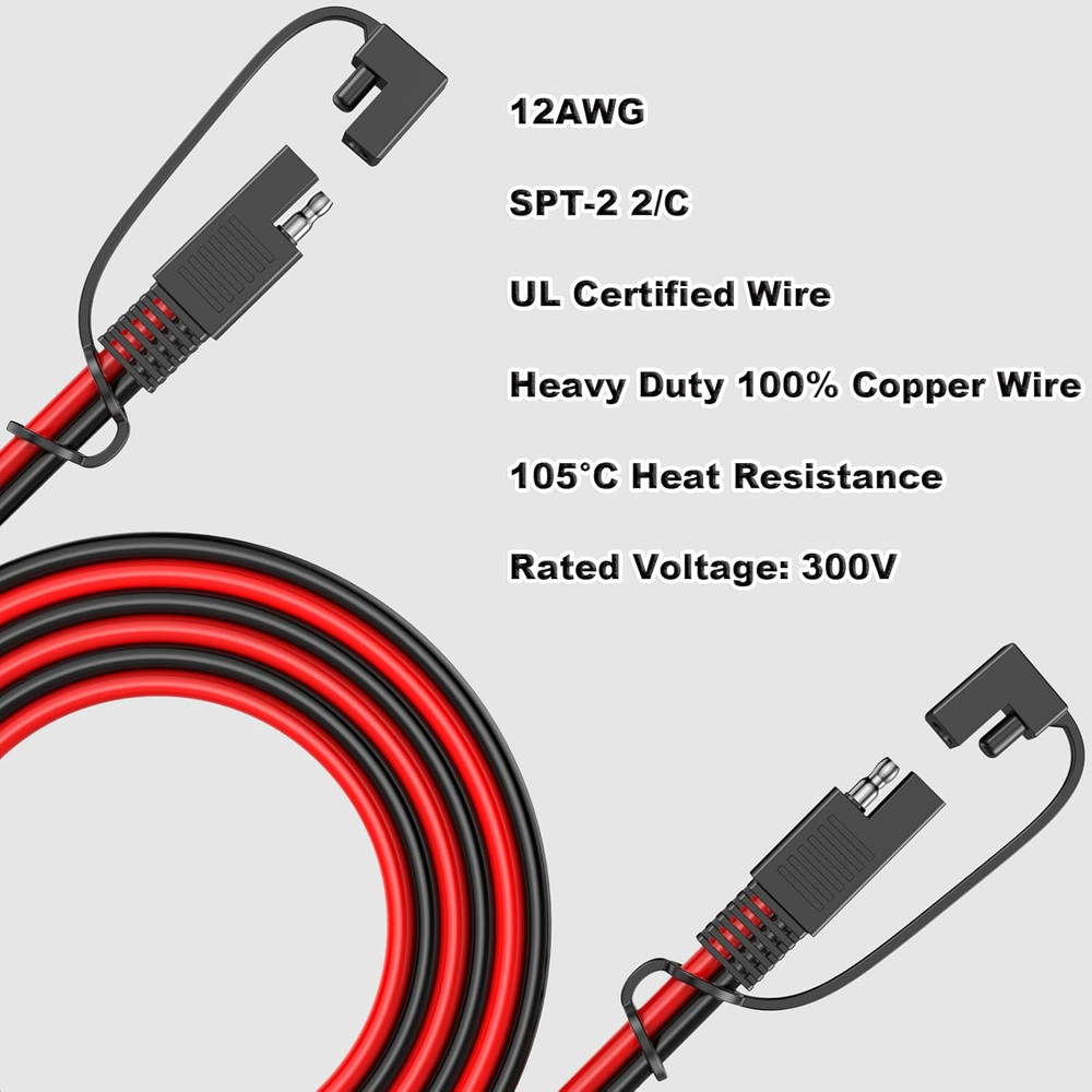 12AWG SAE Extension Cable, 3.3FT SAE Connector Extension Cable Quick Disconnect