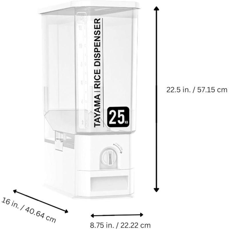 55 lbs. Capacity Rice Dispenser Grain Storage Container,White