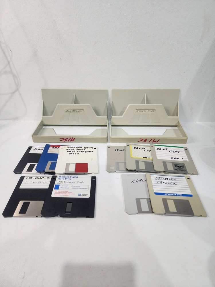 2 Computermate Floppy Disk Cases & 10 Misc 3.5 Floppy Disks