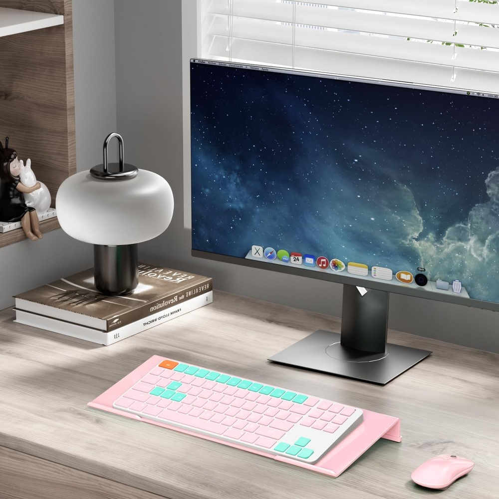 BEEGO Ergonomic Computer Keyboard Stand - Pink Acrylic Keyboard Riser Tilted ...