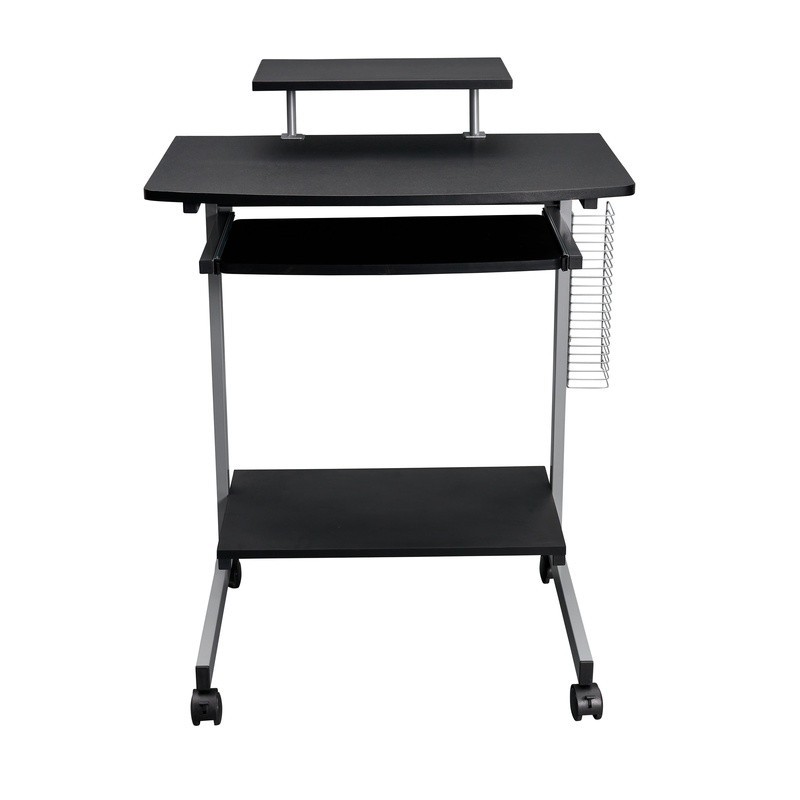 Mobile Workstation Compact Rolling Computer Cart Adjustable Shelf Keyboard Tray