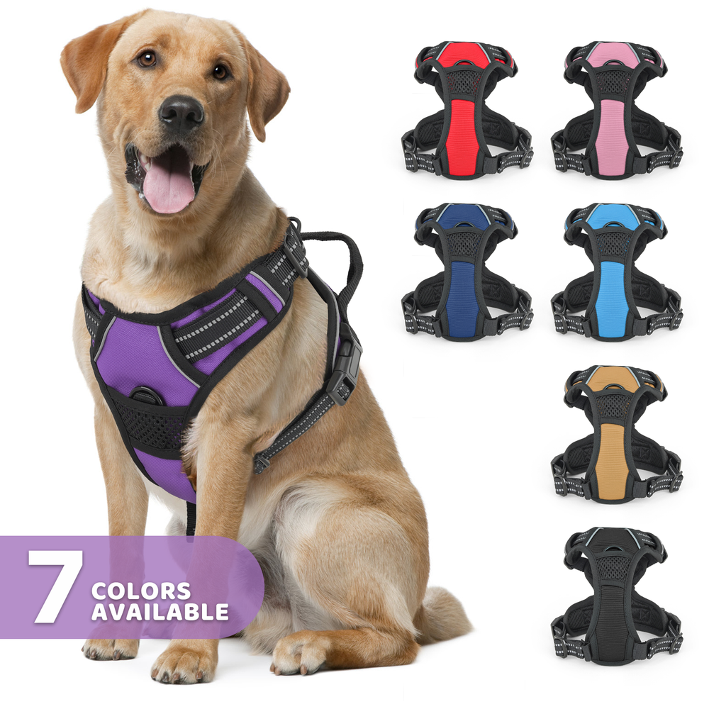 Reflective Adjustable No Pull Pet Harness Handle Easy Control Purple Puppy Vest