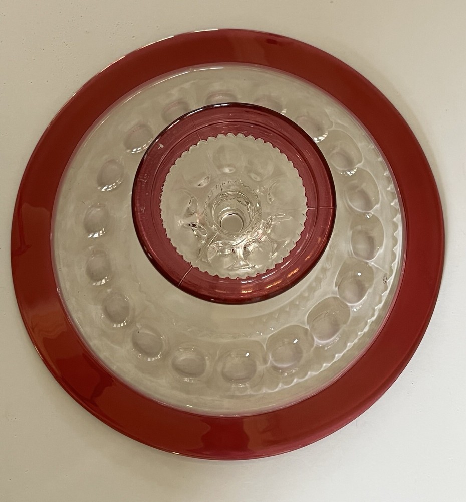 Tiffin Glass King's Crown Ruby Flashed Pedestal 12" Cake Stand