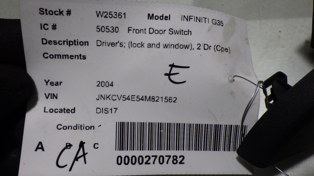 04 INFINITI G35 Front Door Switch