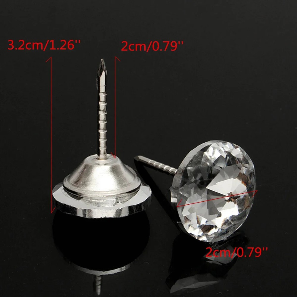 100pcs Diamond Pattern Buttons Crystal Upholstery Nails Button Tacks Studs Pins
