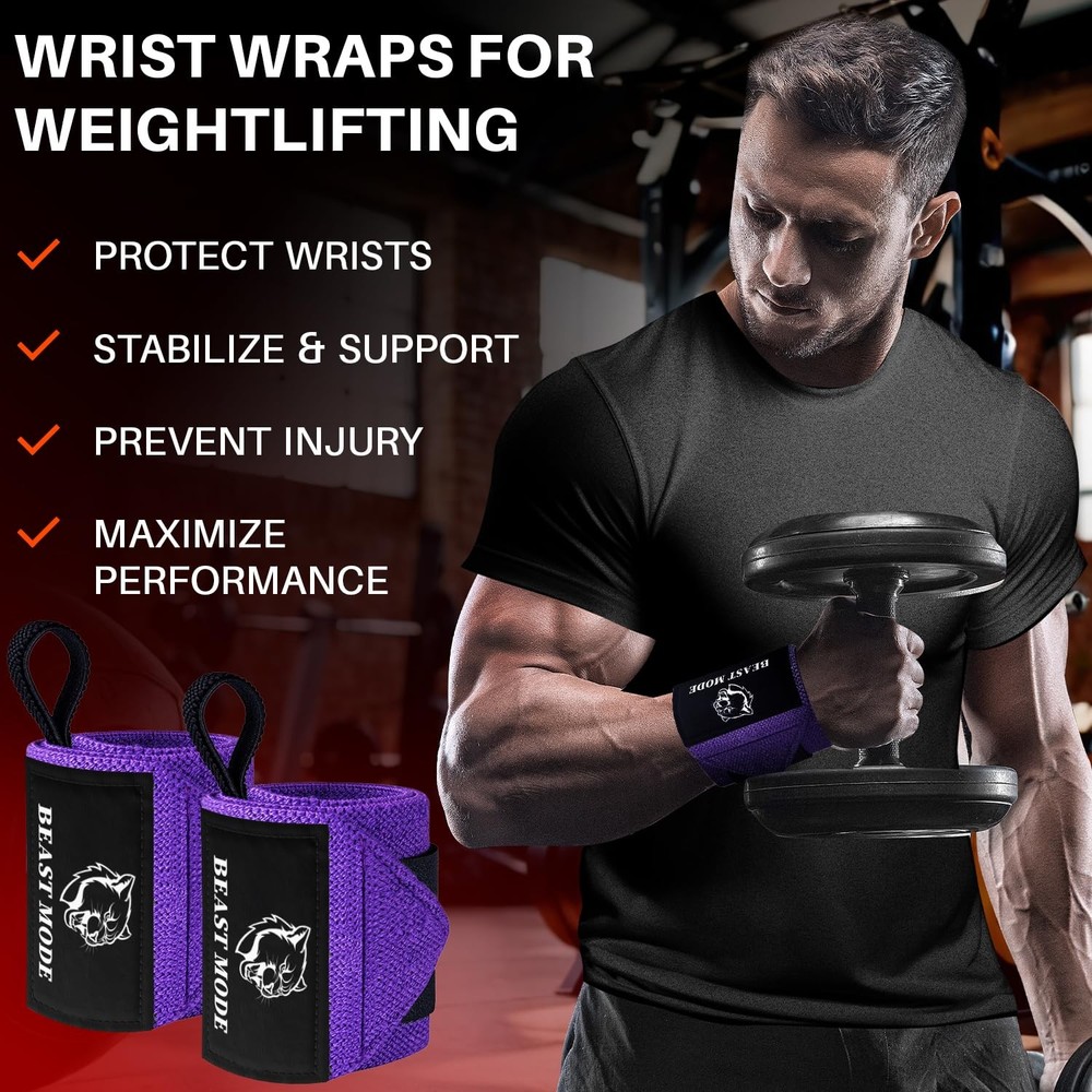 Weightlifting Wrist Wraps with Thumb Loop 18" HeavyDuty Support for