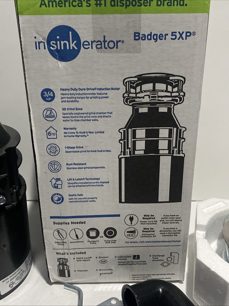 InSinkErator Garbage Disposal, Badger 5XP, 3/4 HP Continuous Feed