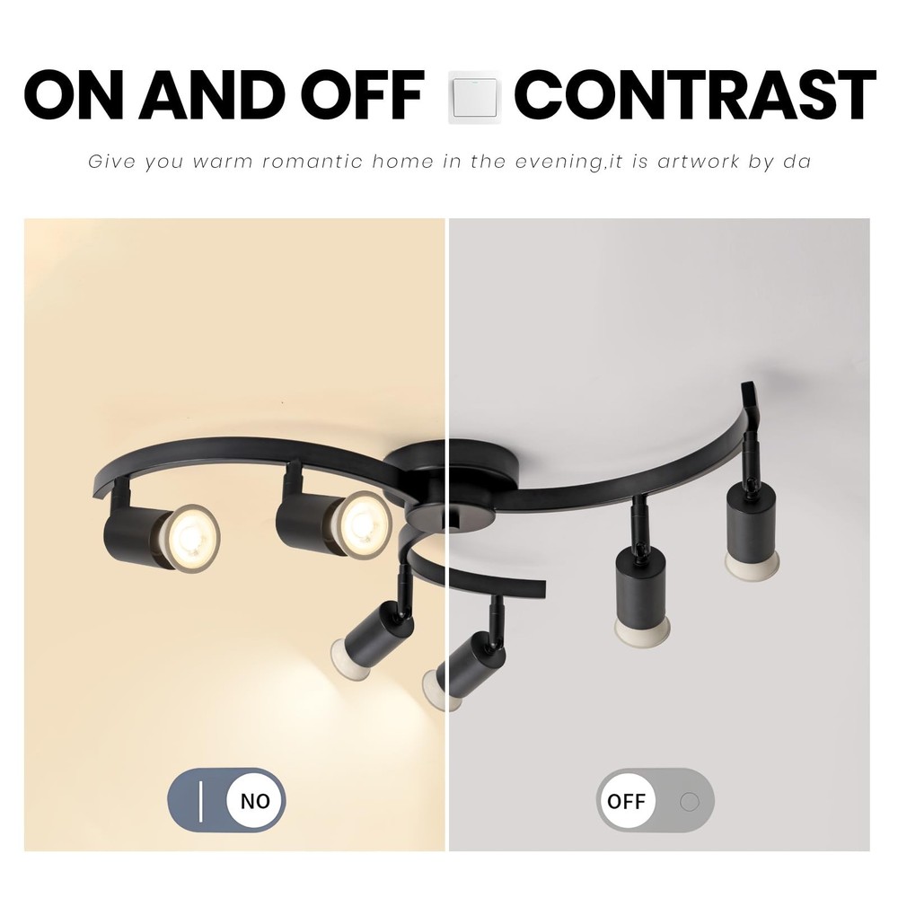SEEBLEN 6 Light Track Lighting Fixtures Ceiling, Flexibly Rotatable Light Hea...