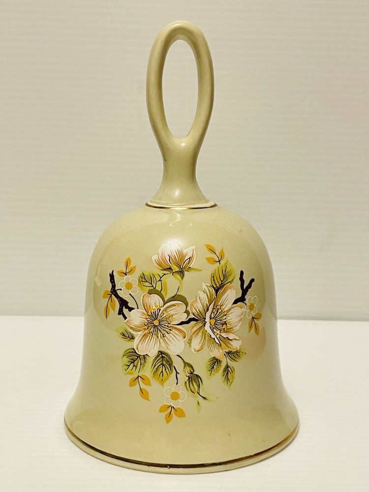Sadler Apple Blossom Pattern Hand Bell 6 " tall with Clapper from England.