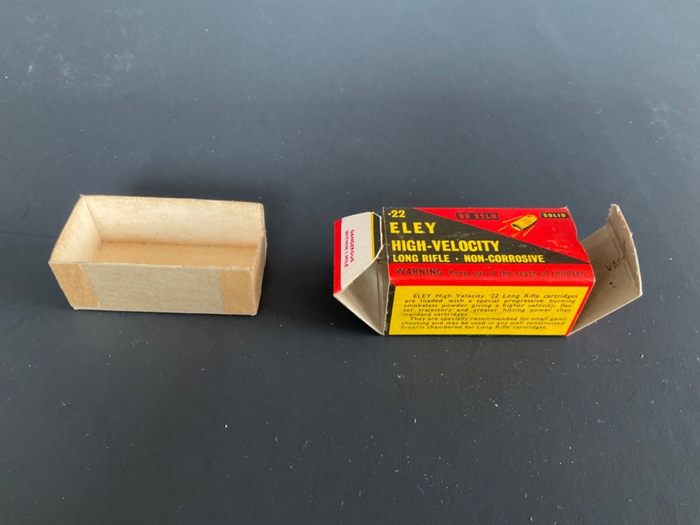 EMPTY 22 AMMO BOX ELEY long Rifle Rabbit MINTY England #2