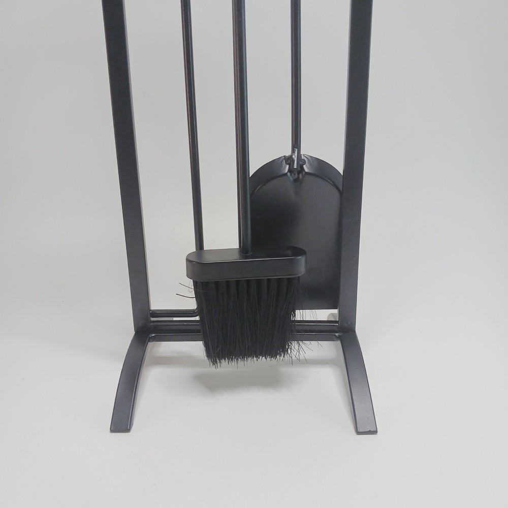 3-Piece Fireplace Tool Set With Stand (Black Powder Coat Finish)