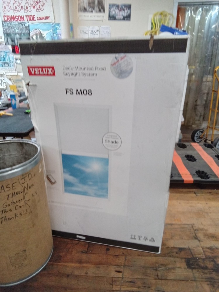 Velux Deck-Mounted Fixed Skylight System Integrated Solar-Powered Shade New
