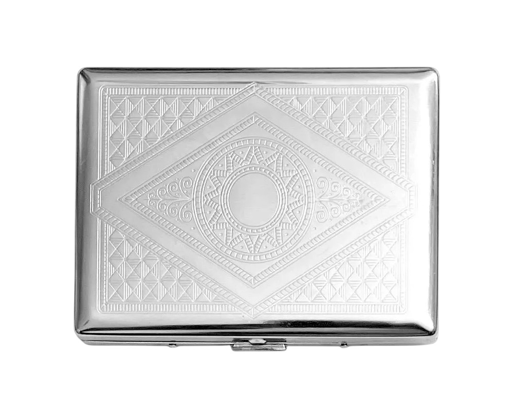 STAINLESS STEEL CAMEO CIGARETTE CASE /
