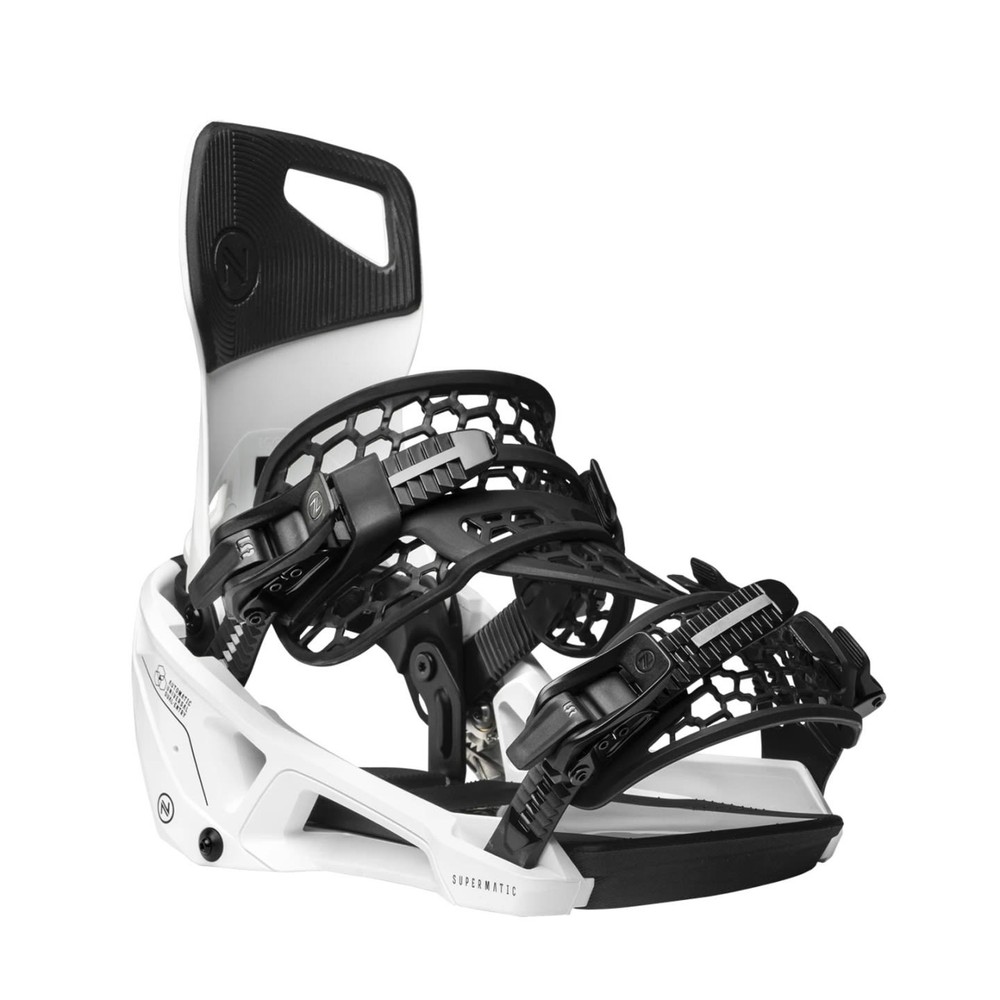 Nidecker Supermatic Step-In Automatic Snowboard Bindings, White, Large MY26