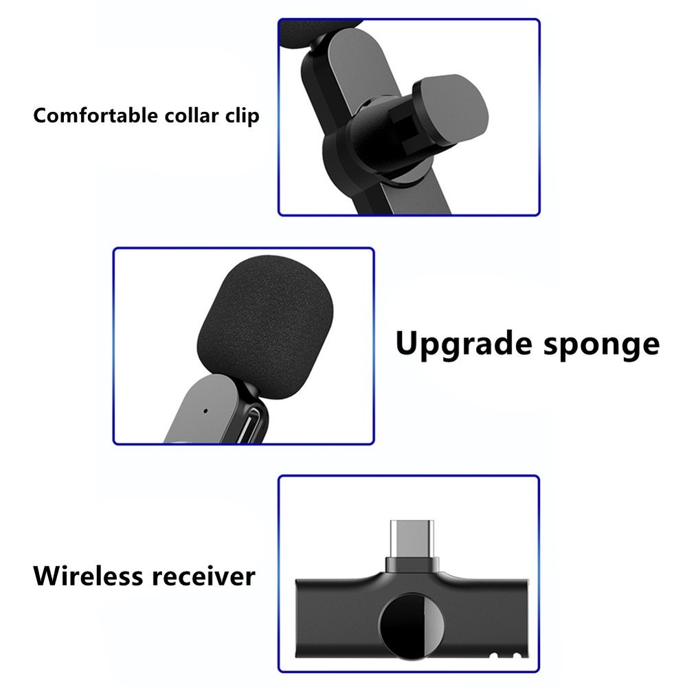 Wireless Microphone Mini Audio With Type-C Receiver For Conference Interview D