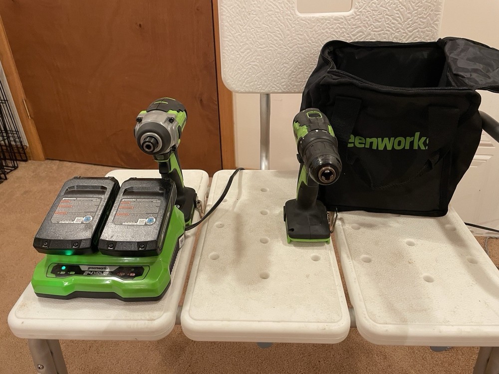 Greenworks 24V Drill and Compact Combo Kit