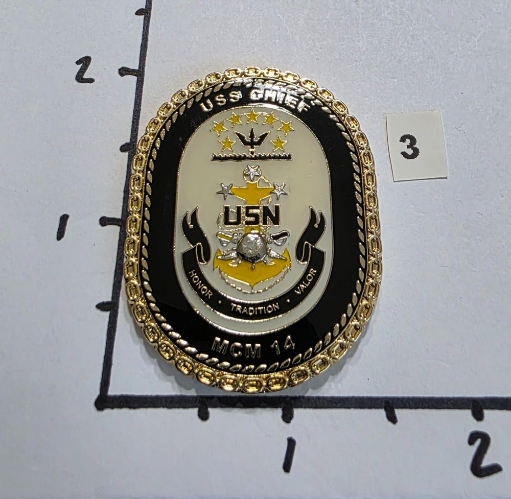 USS CHIEF MCM 14 CHIEF'S MESS CHALLENGE COIN