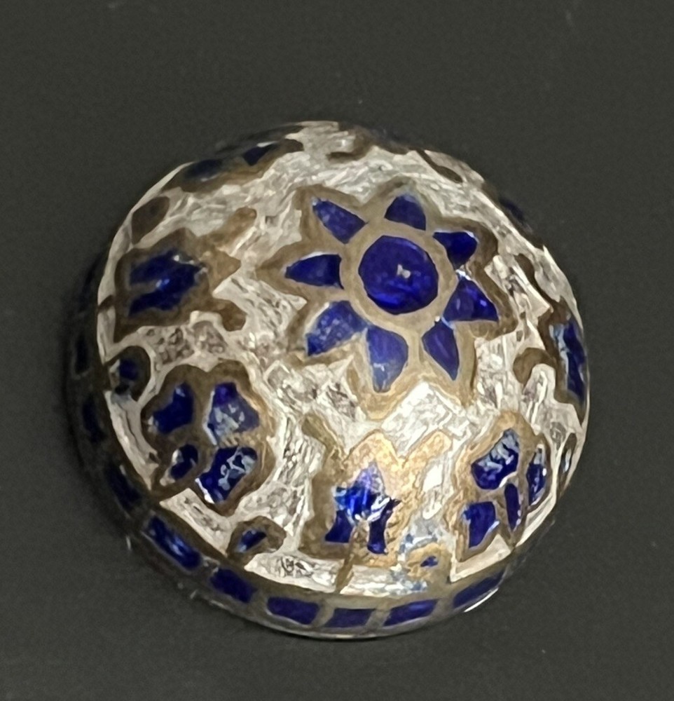 Antique Early 20th India Peasant Button Champleve' & Basse Taille Enamel c 1900