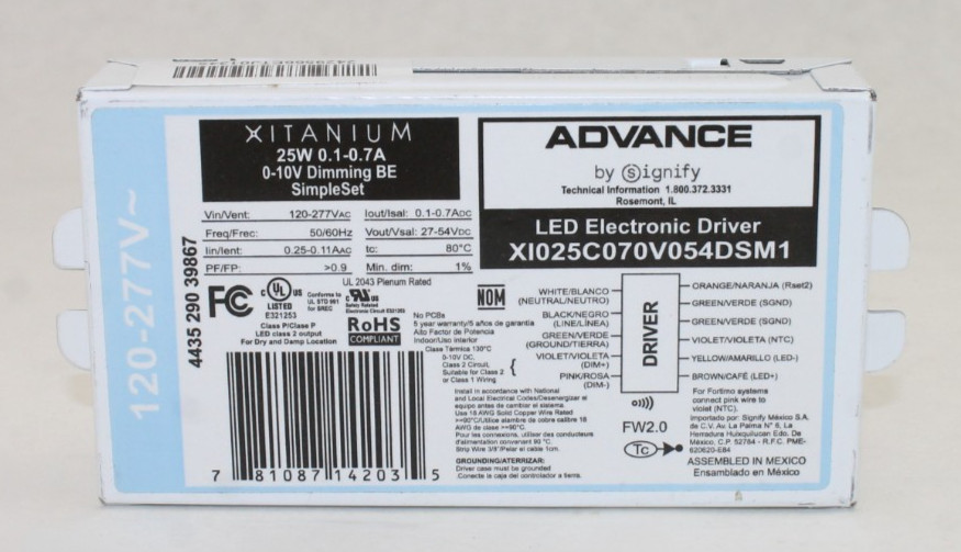 Advance XI025C070V054DSM1 LED Electronic Driver