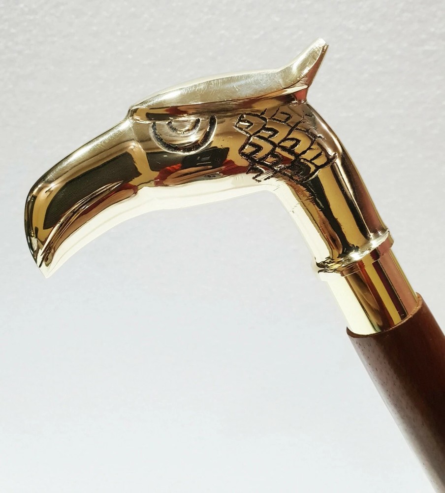Antique Solid Brass Eagle Head Handle Victorian Wooden Walking Stick Cane Gift