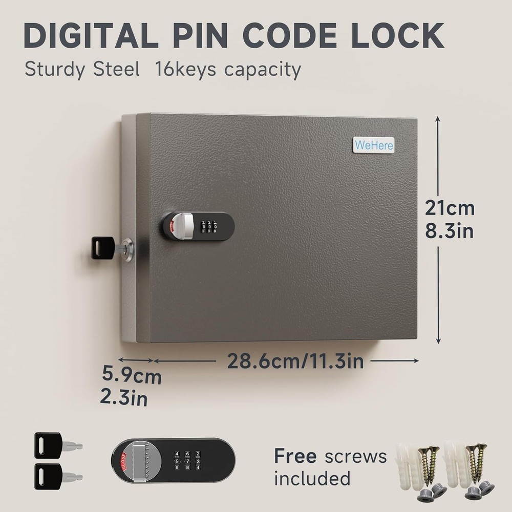 Key Lock Box Wall Mount Security Cabinet for Keys with Combination Lock