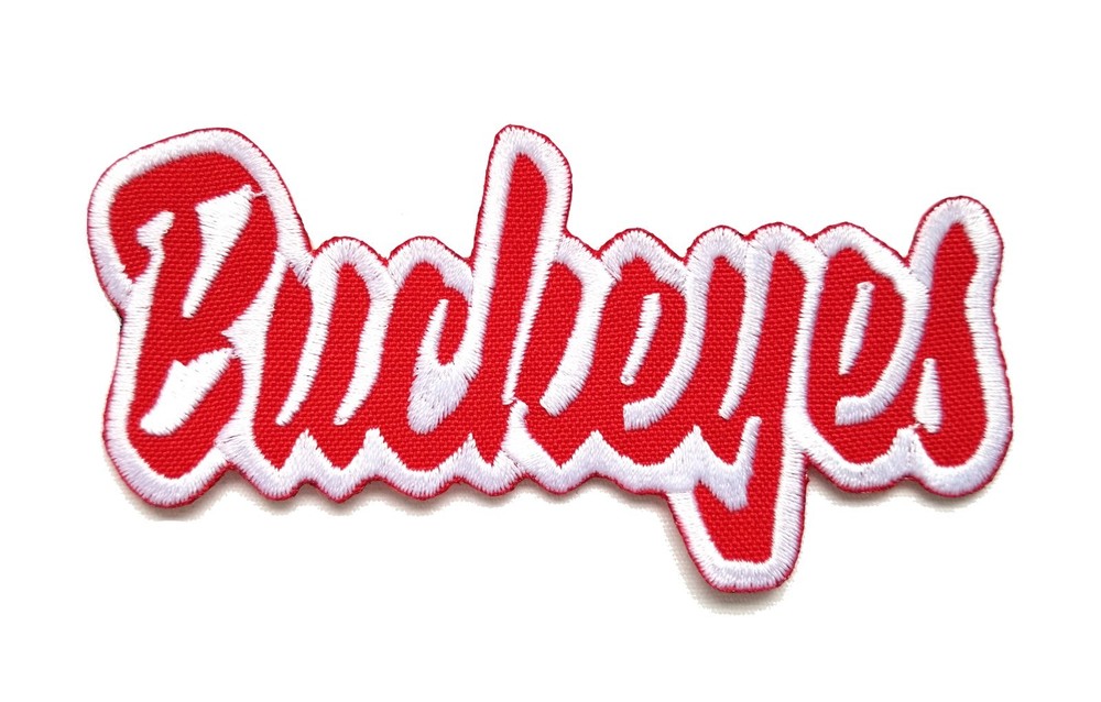 Ohio State Buckeyes Text  Embroidered Applique Iron On Patch Many Sizes