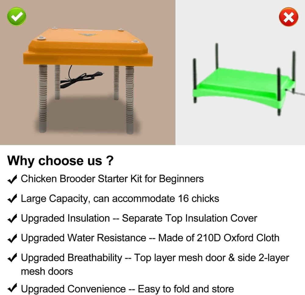 Brooder Box for Chick Starter Kit, Baby Chicken Brooder Pen/Playpen/Tent Pop-...