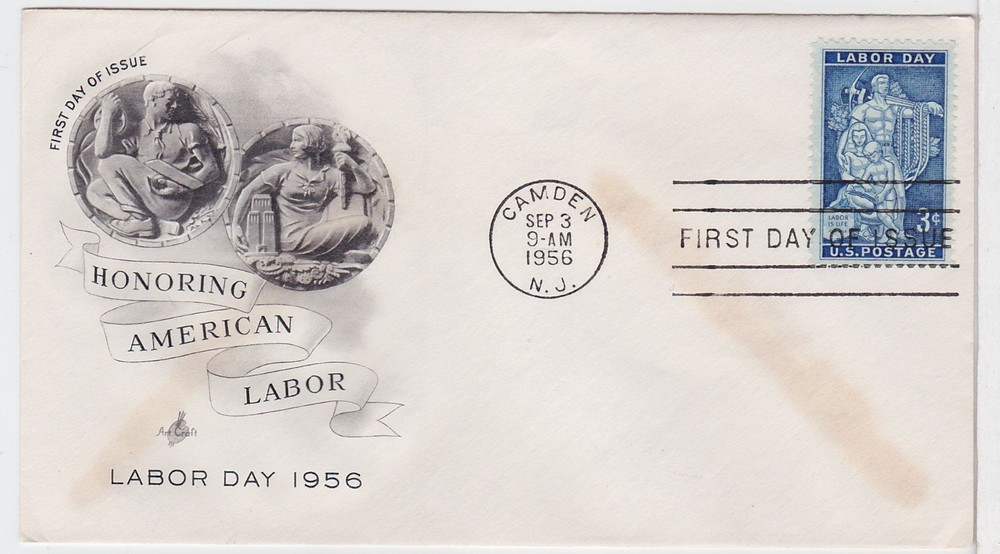 TurtlesTradingPost - Labor Day #1082- 1956 FDC Artcraft Cachet